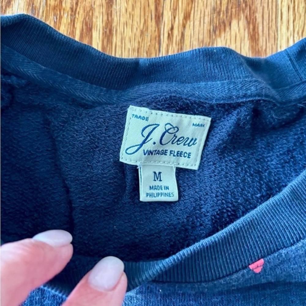 J. Crew Vintage Fleece Sweatshirt With Mini Hearts - Medium
